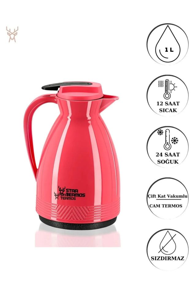 STAR TERMOS - 1 Litre Çift Camlı Vakumlu Termos