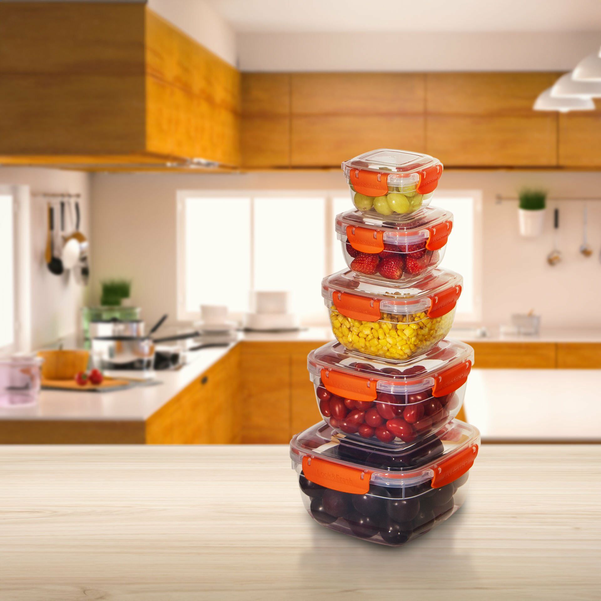 5'li Set Master Kare Saklama Kabı (275 ml - 500 ml - 900 ml - 1500 ml - 2400 ml)