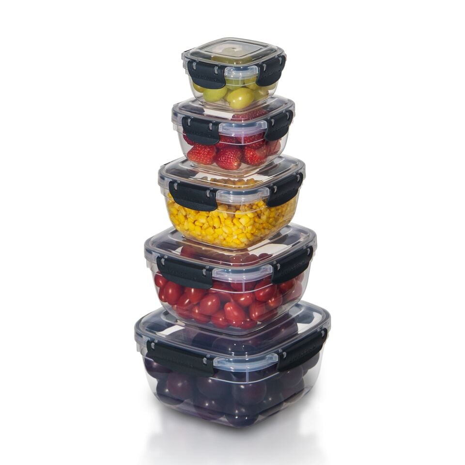 5'li Set Master Kare Saklama Kabı (275 ml - 500 ml - 900 ml - 1500 ml - 2400 ml)
