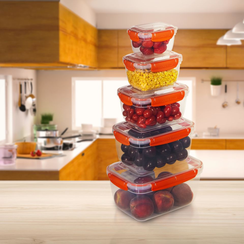 5'li Master Dikdörtgen Saklama Kabı (550 ml - 1000 ml - 1800 ml - 3000 ml - 5000 ml)
