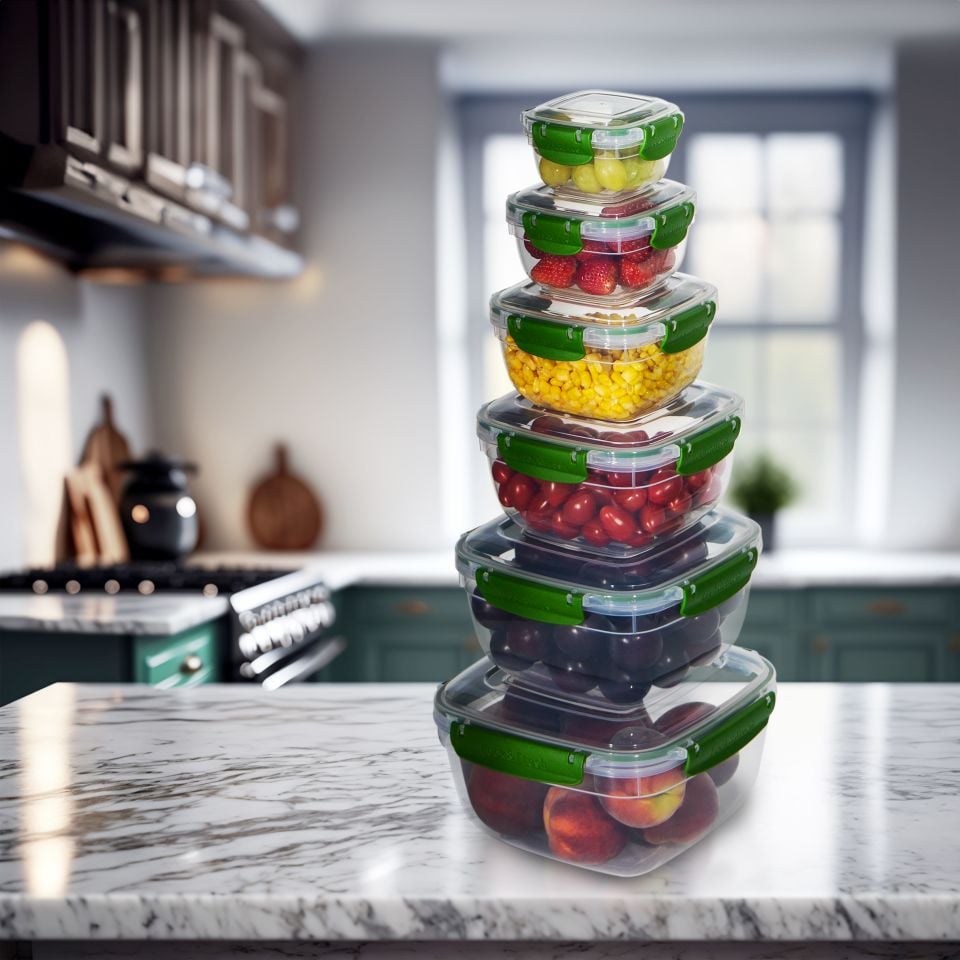 6'lı Set Master Kare Saklama Kabı (275 ml - 500 ml - 900 ml - 1500 ml - 2400 ml - 3750 ml)