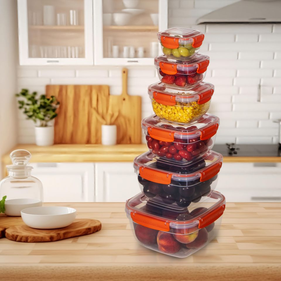 6'lı Set Master Kare Saklama Kabı (275 ml - 500 ml - 900 ml - 1500 ml - 2400 ml - 3750 ml)