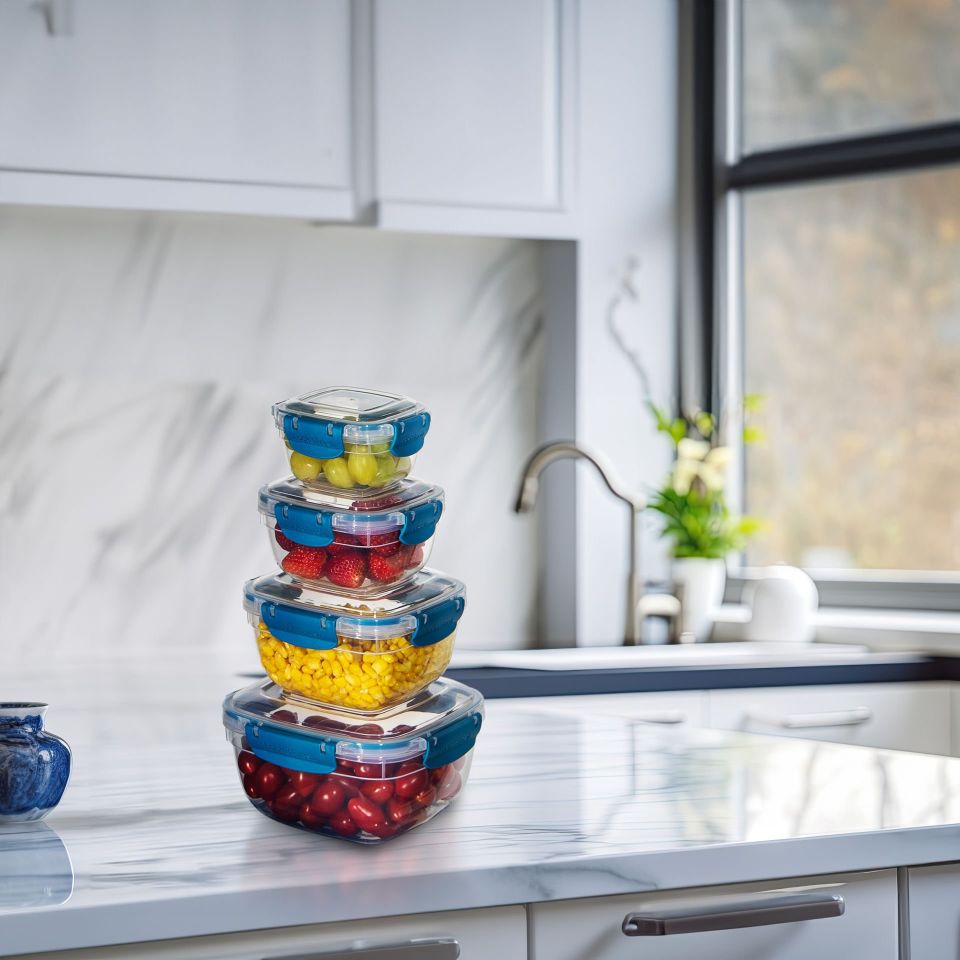 4'lü Set Master Kare Saklama Kabı (275 ml - 500 ml - 900 ml - 1500 ml)