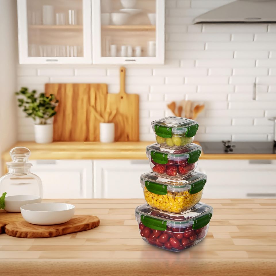 4'lü Set Master Kare Saklama Kabı (275 ml - 500 ml - 900 ml - 1500 ml)
