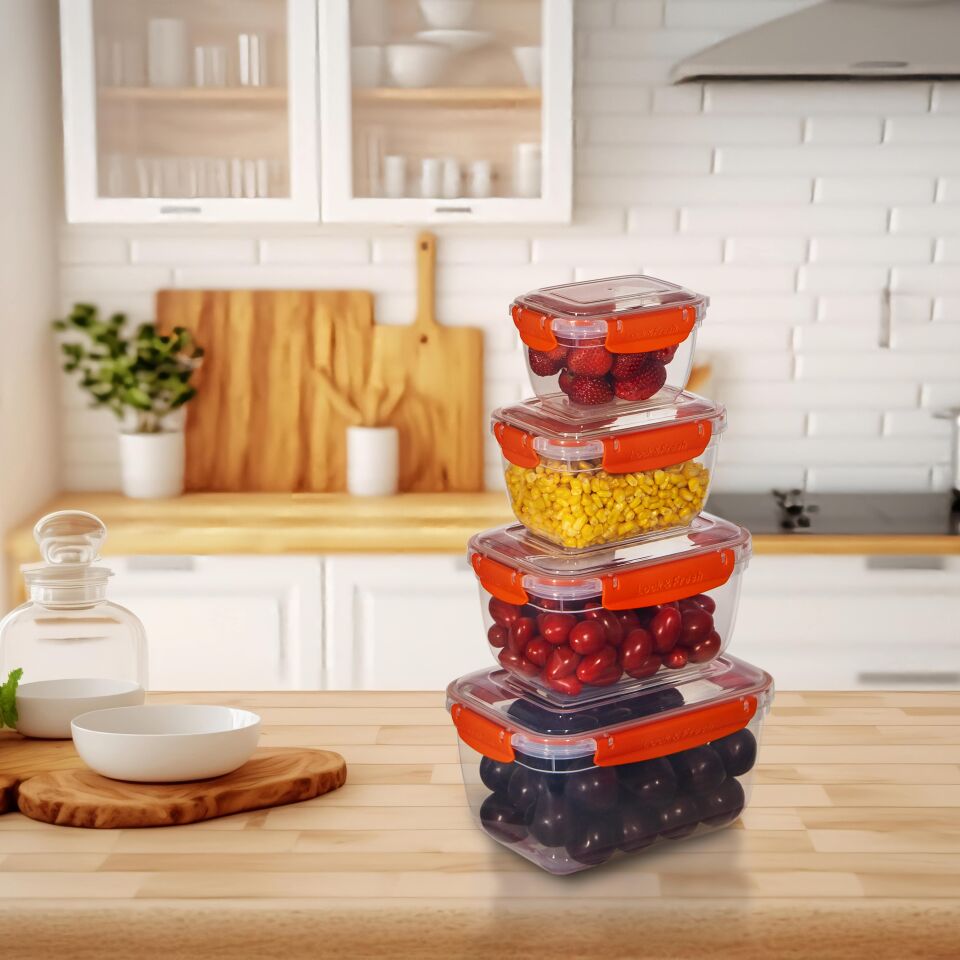 4'lü Master Dikdörtgen Saklama Kapları (400 ml - 800 ml - 1400 ml - 2300 ml)