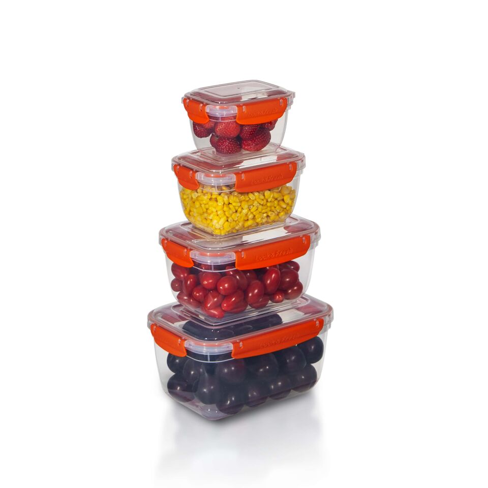 4'lü Master Dikdörtgen Saklama Kapları (400 ml - 800 ml - 1400 ml - 2300 ml)