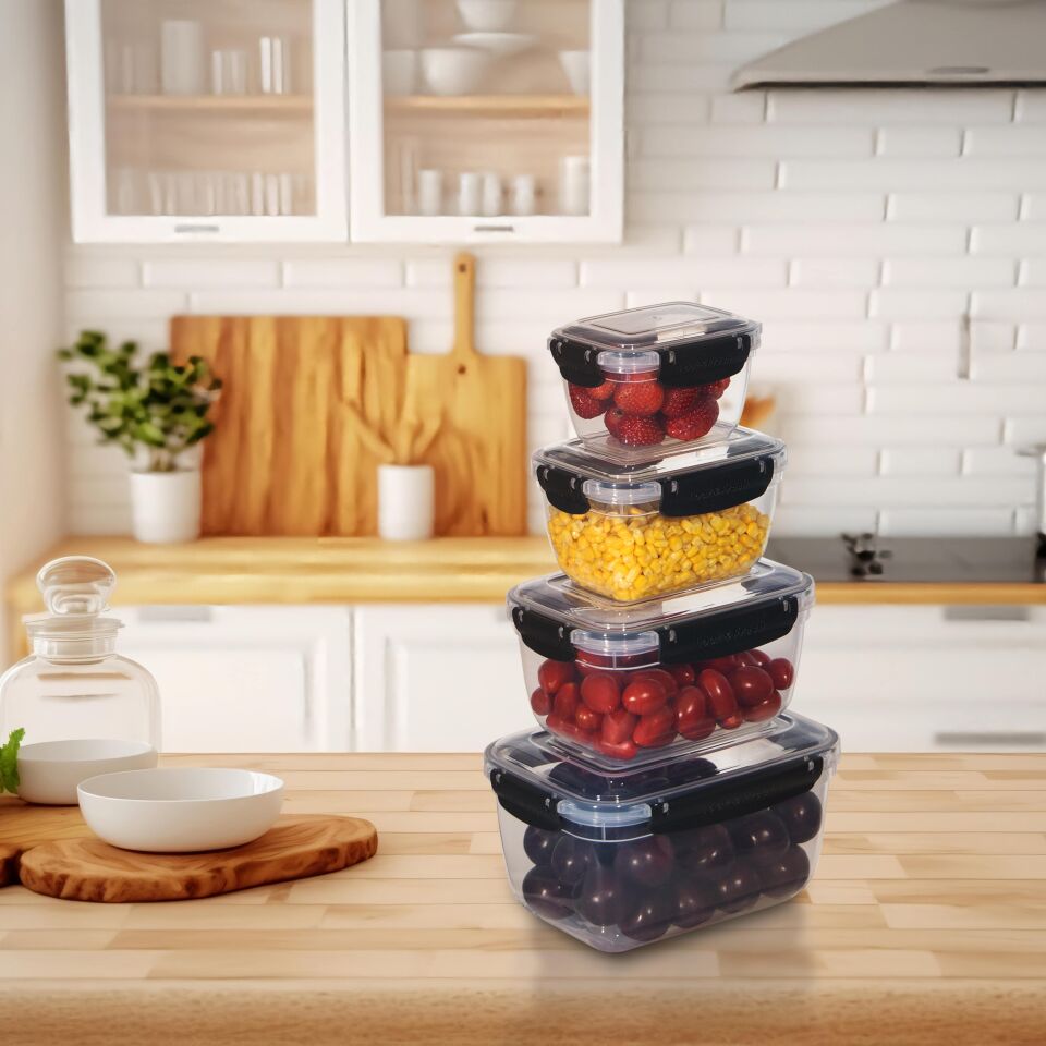 4'lü Master Dikdörtgen Saklama Kapları (400 ml - 800 ml - 1400 ml - 2300 ml)