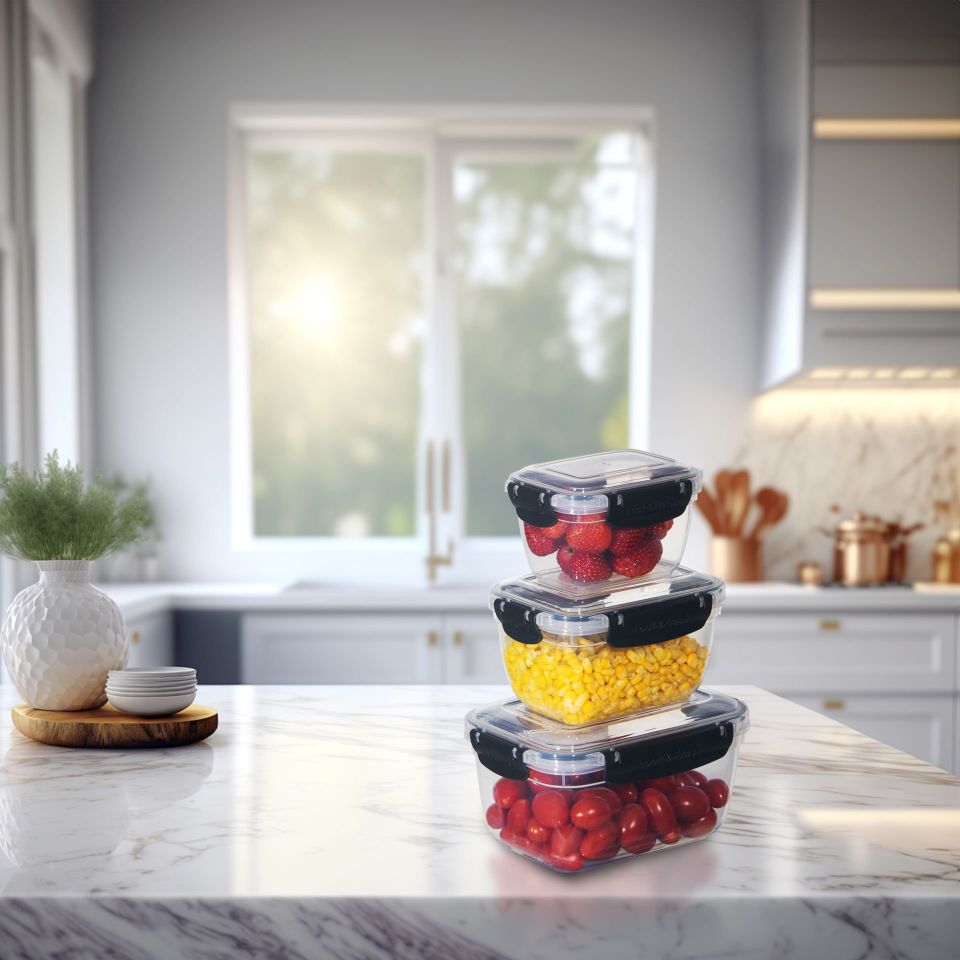 3'lü Master Dikdörtgen Saklama Kabı (400 ml - 800 ml - 1400 ml)