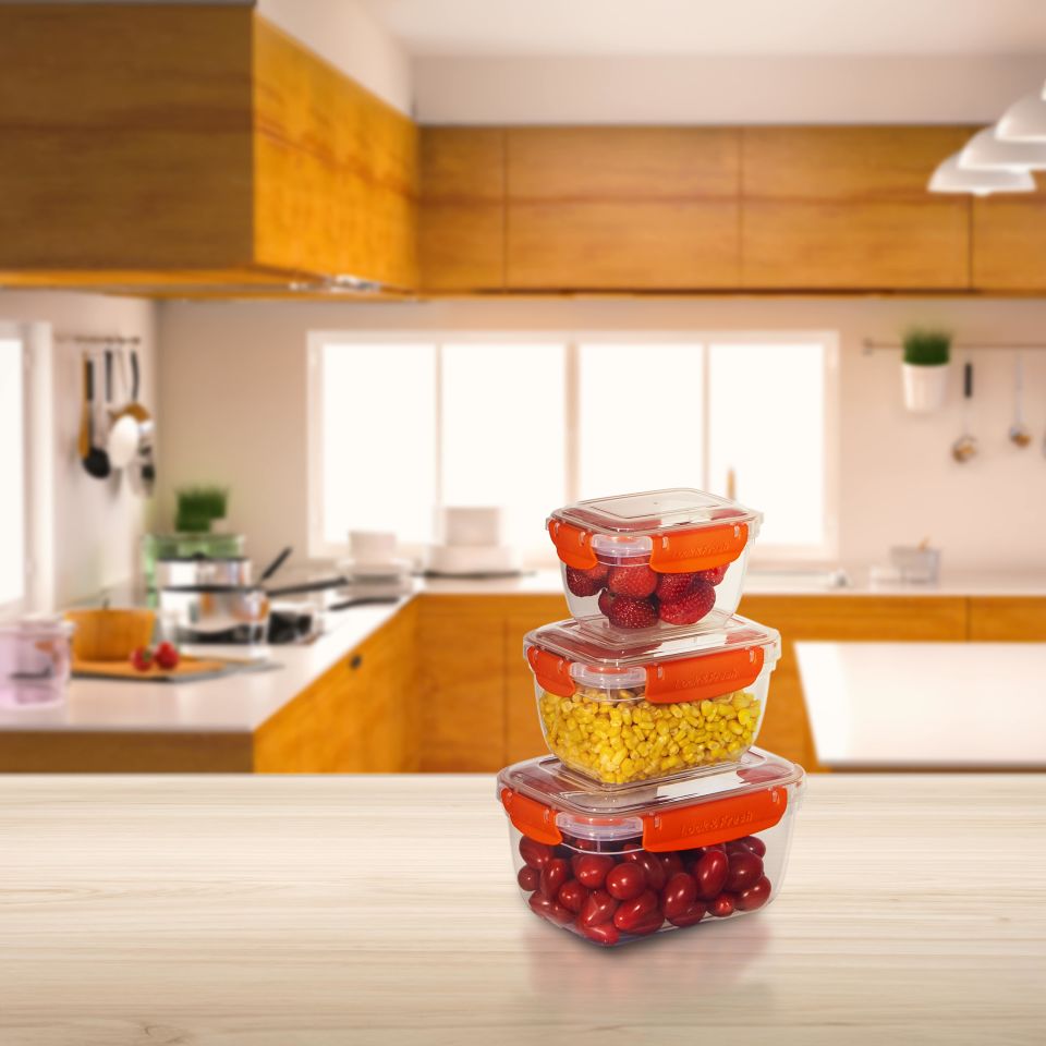 3'lü Master Dikdörtgen Saklama Kabı (400 ml - 800 ml - 1400 ml)