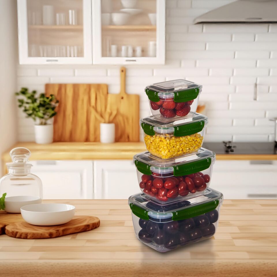 4'lü Master Dikdörtgen Saklama Kabı (550 ml - 1000 ml - 1800 ml - 3000 ml)