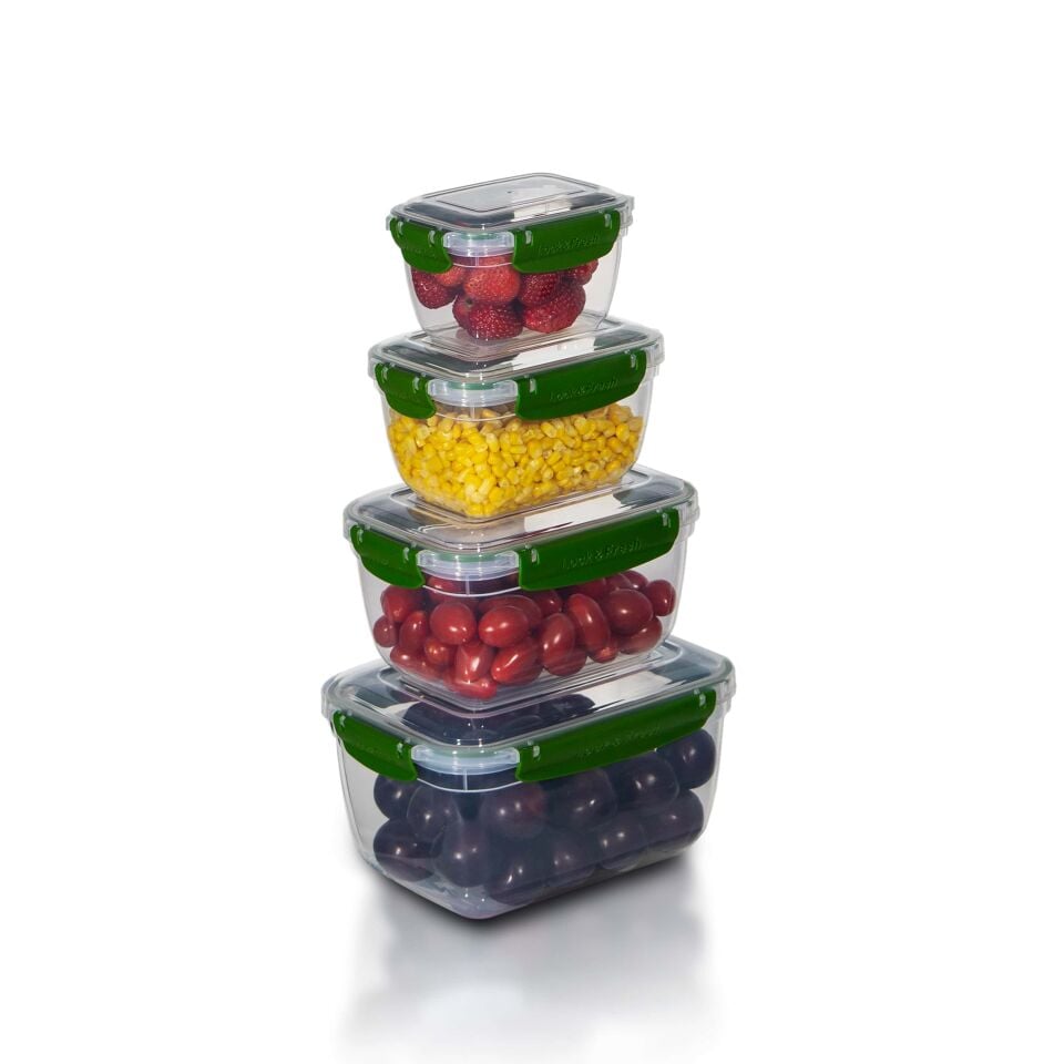 4'lü Master Dikdörtgen Saklama Kabı (550 ml - 1000 ml - 1800 ml - 3000 ml)
