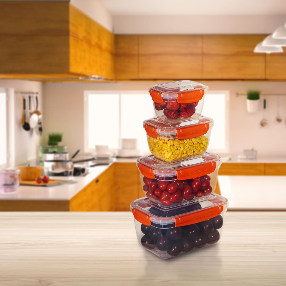 4'lü Master Dikdörtgen Saklama Kabı (550 ml - 1000 ml - 1800 ml - 3000 ml)