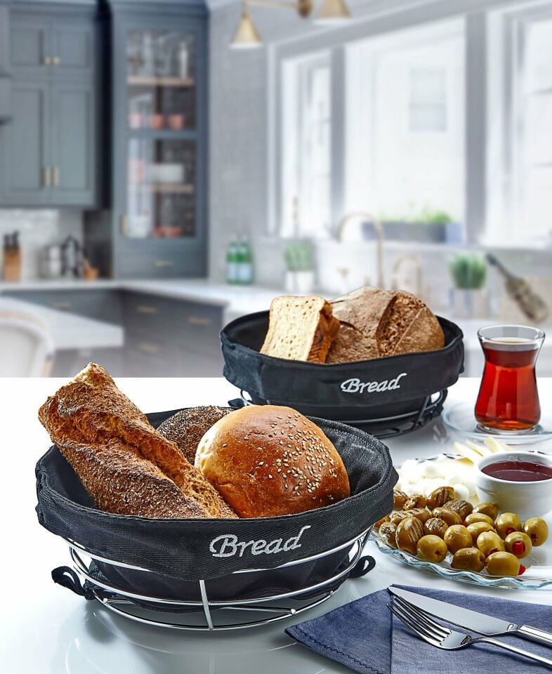 3'lü Yuvarlak Bez Ekmek Sepeti