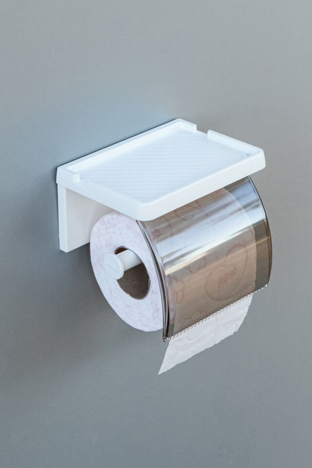 Yapışkanlı Kapaklı Tuvalet Kağıdı Askısı Banyo Tuvalet Kağıtlığı Aparatı Peçetelik Organizer Plastik
